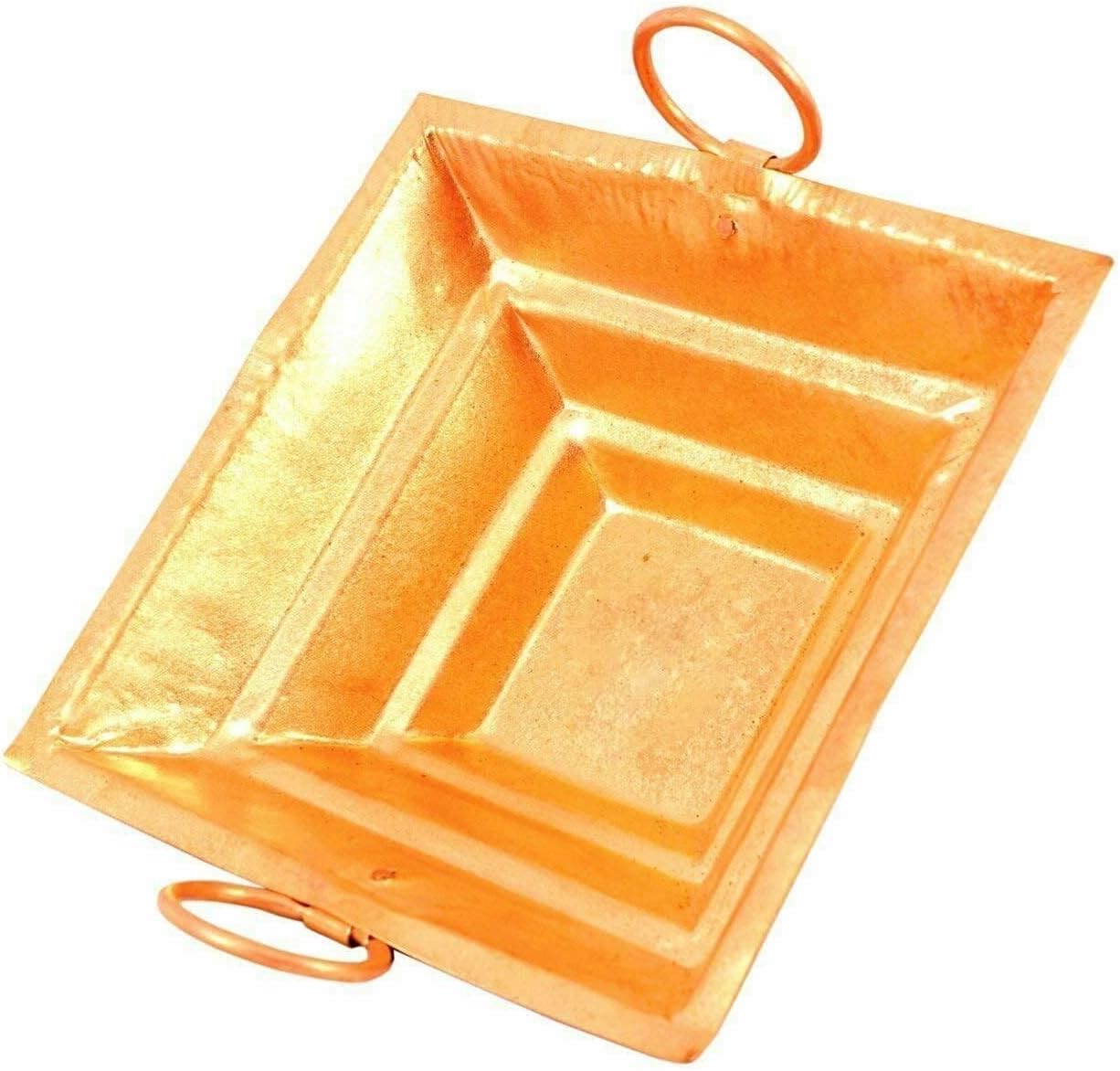 Copper Havan Kund/Agnihotra With Stand & Copper Spoon (Hawankund(8"x8") Length-8",Width-8")