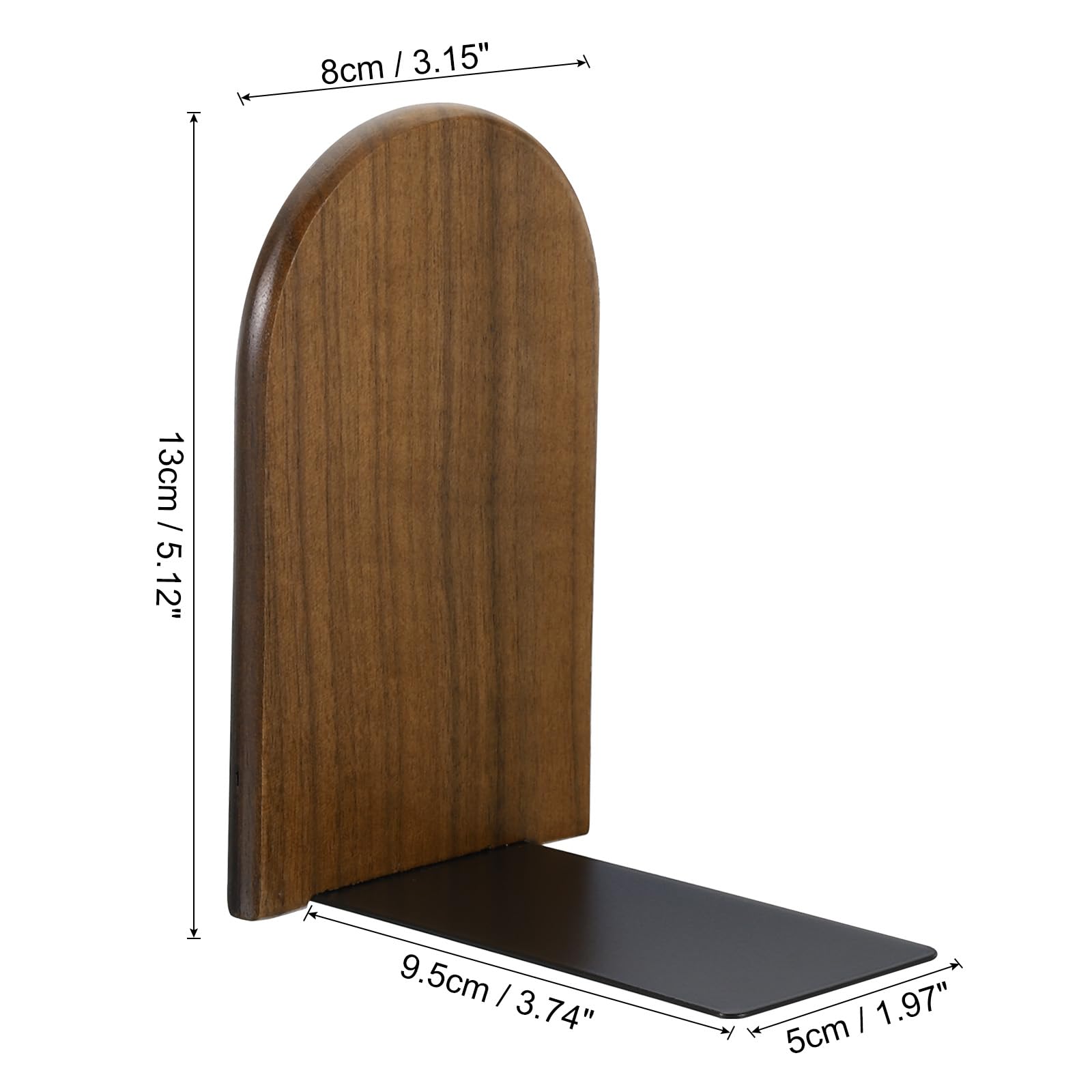 PATIKIL Wood Bookend with Metal Base - Image 2