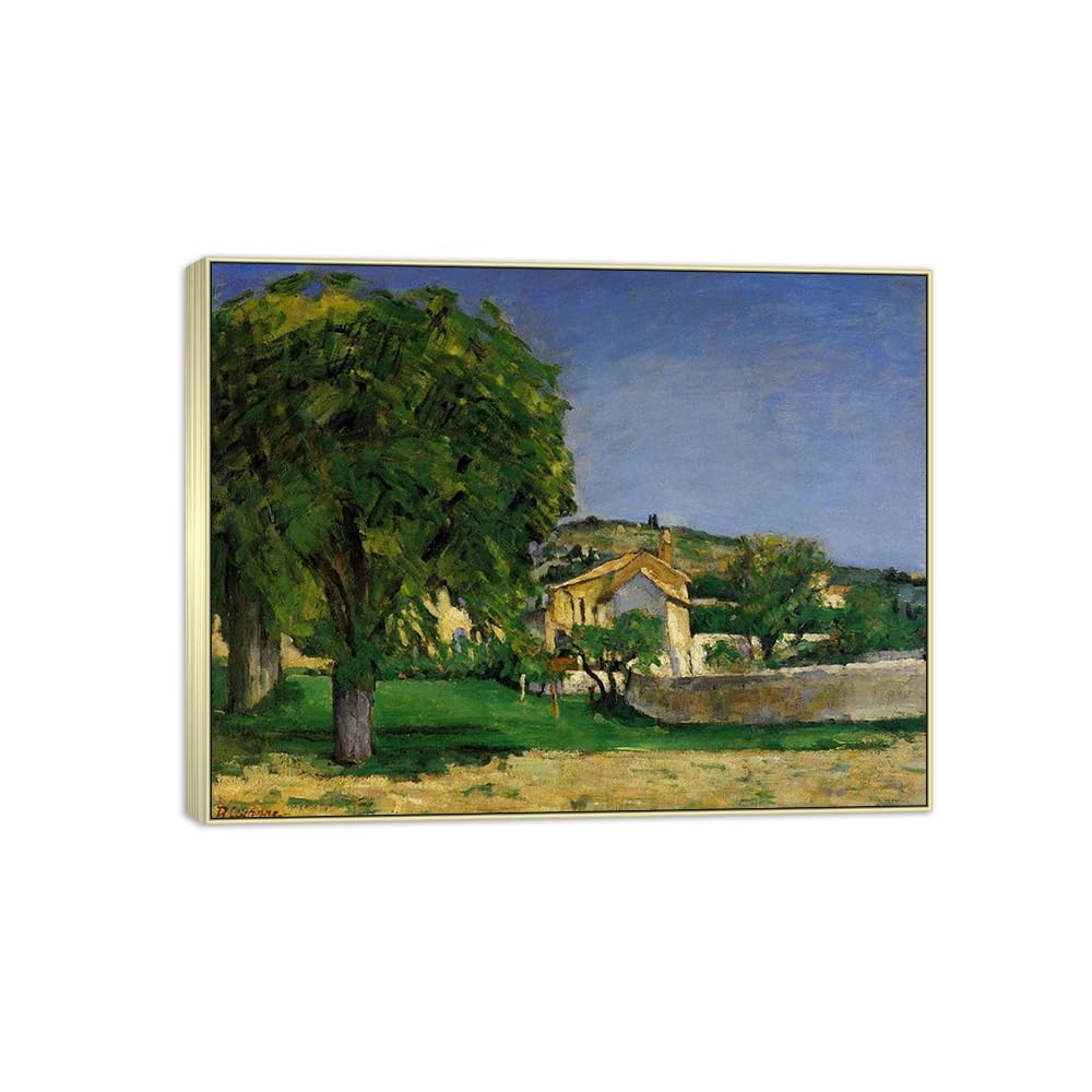 SDYSKKUG Canvas Wall Art Picture Decor Tree 3 by Paul Cezanne 80x60cm Silver Frame