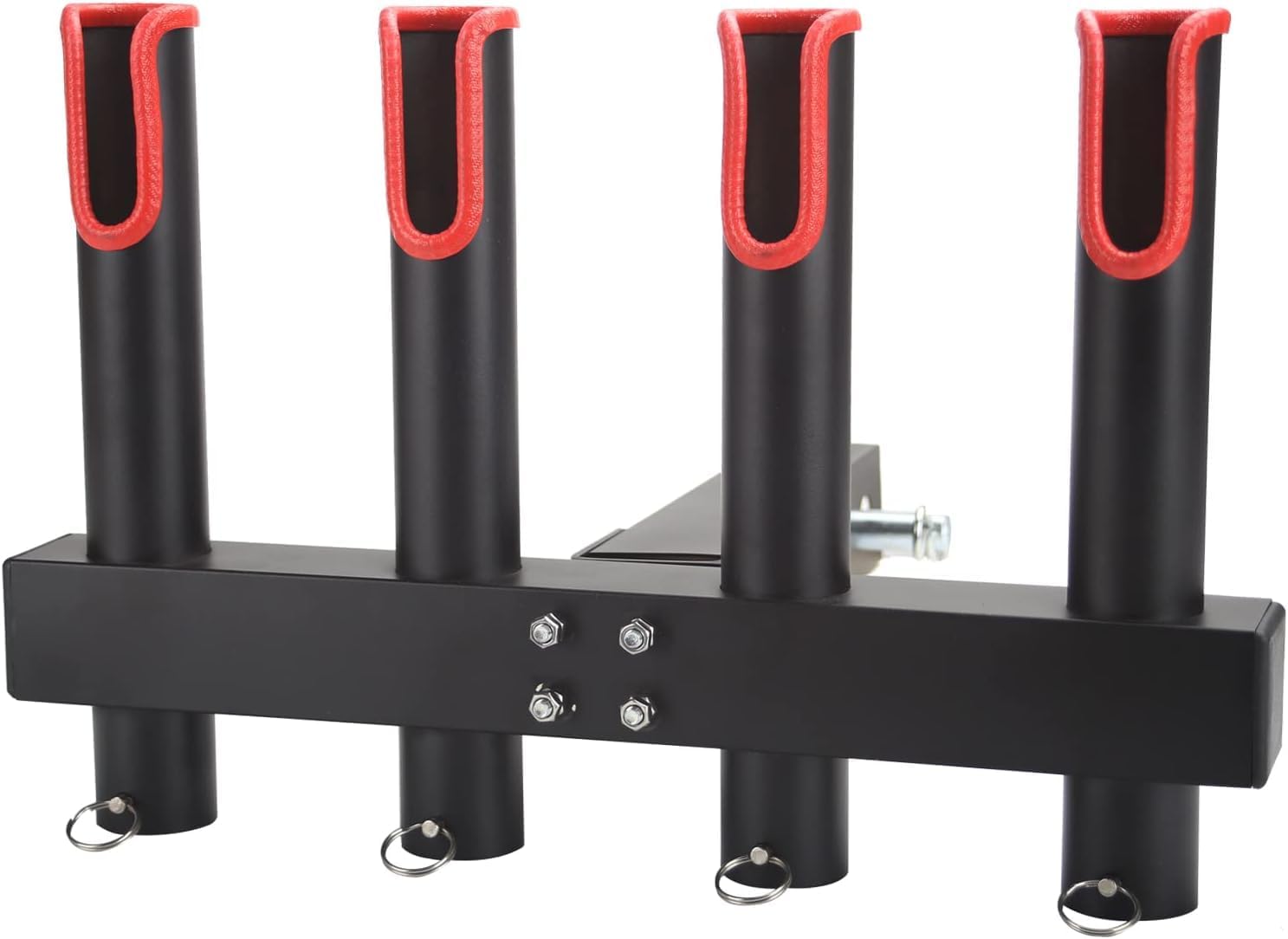 4-Rod Hitch Fishing Rod Holder for Truck, Stainless Steel Rack with Reflective Safety Strip, Fits 2" Hitch Receiver 4 Tubes 4Tube