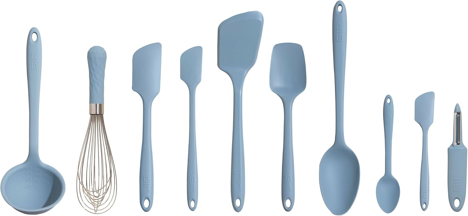 GIR: Get It Right – 10 Piece Silicone Cooking Utensils Set – Ladle, Spatulas, Flip, Spoons, Whisk, Potato Peeler & Spoonula, Heat Resistant, Dishwasher Safe, Silicone Kitchen Utensil Set – Slate GIR: Get It Right – 10 Piece Silicone Cooking Utensils Set – Ladle, Spatulas, Flip, Spoons, Whisk, Potato Peeler & Spoonula, Heat Resistant, Dishwasher Safe, Silicone Kitchen Utensil Set – Slate