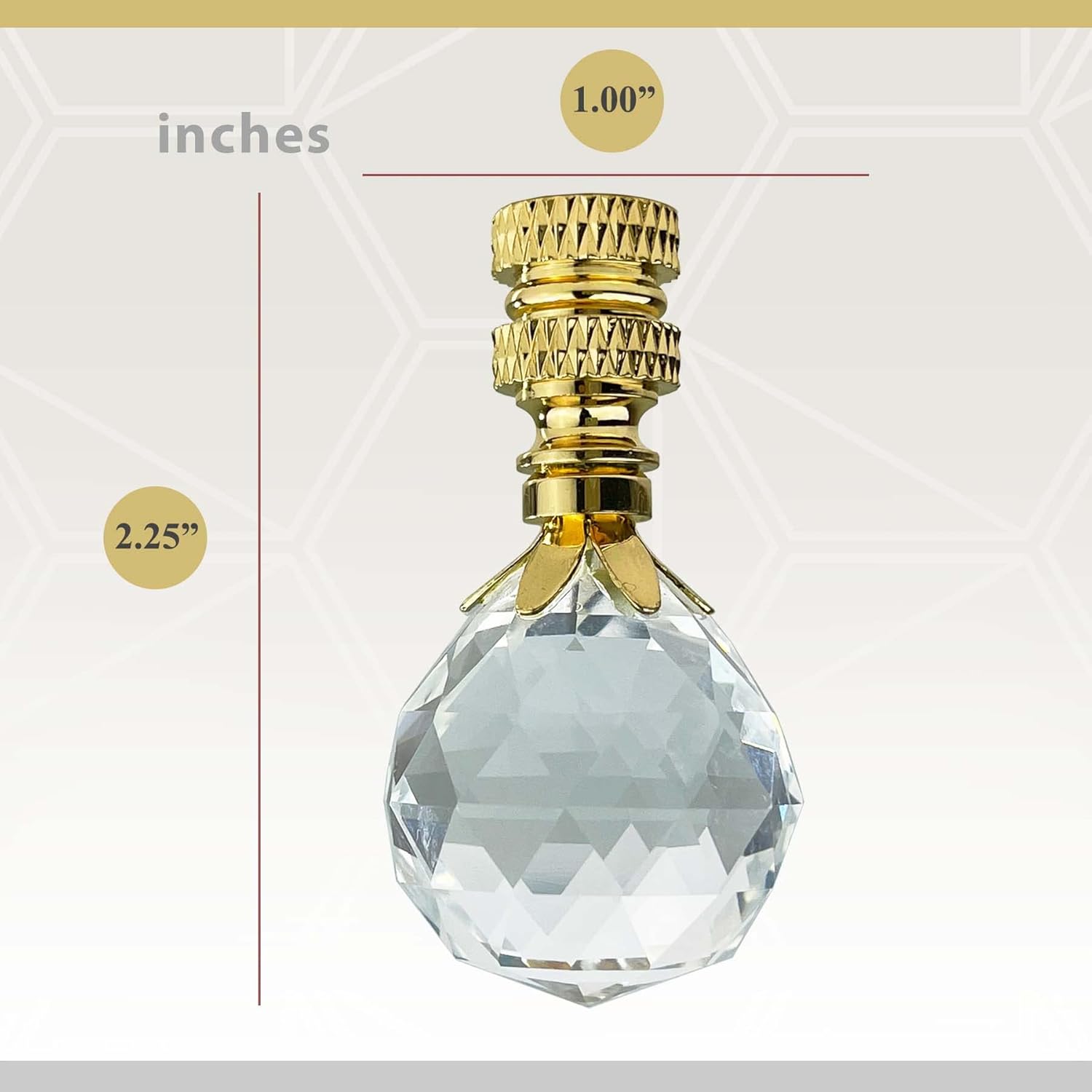 Royal Designs, Inc. Large Faceted Diamond Cut K9 Clear Crystal Finial with Fan Pull Chain, Polished Brass - Pack of 2 (Medium)