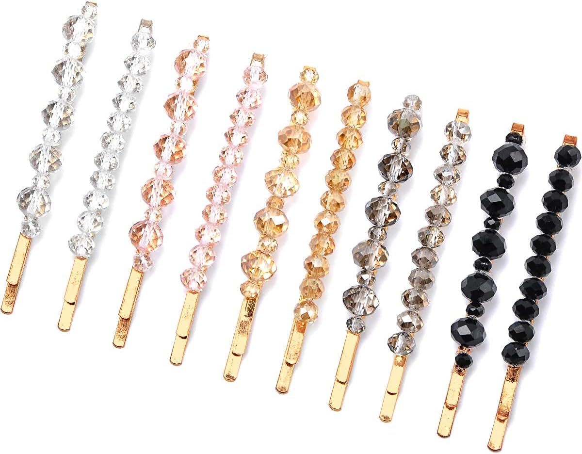 Hair Clips Wenida 10 Pieces Fashion Crystal Metal Hair Pins Barrettes Bobby Pins Decorative Hair Styling for Women Girls