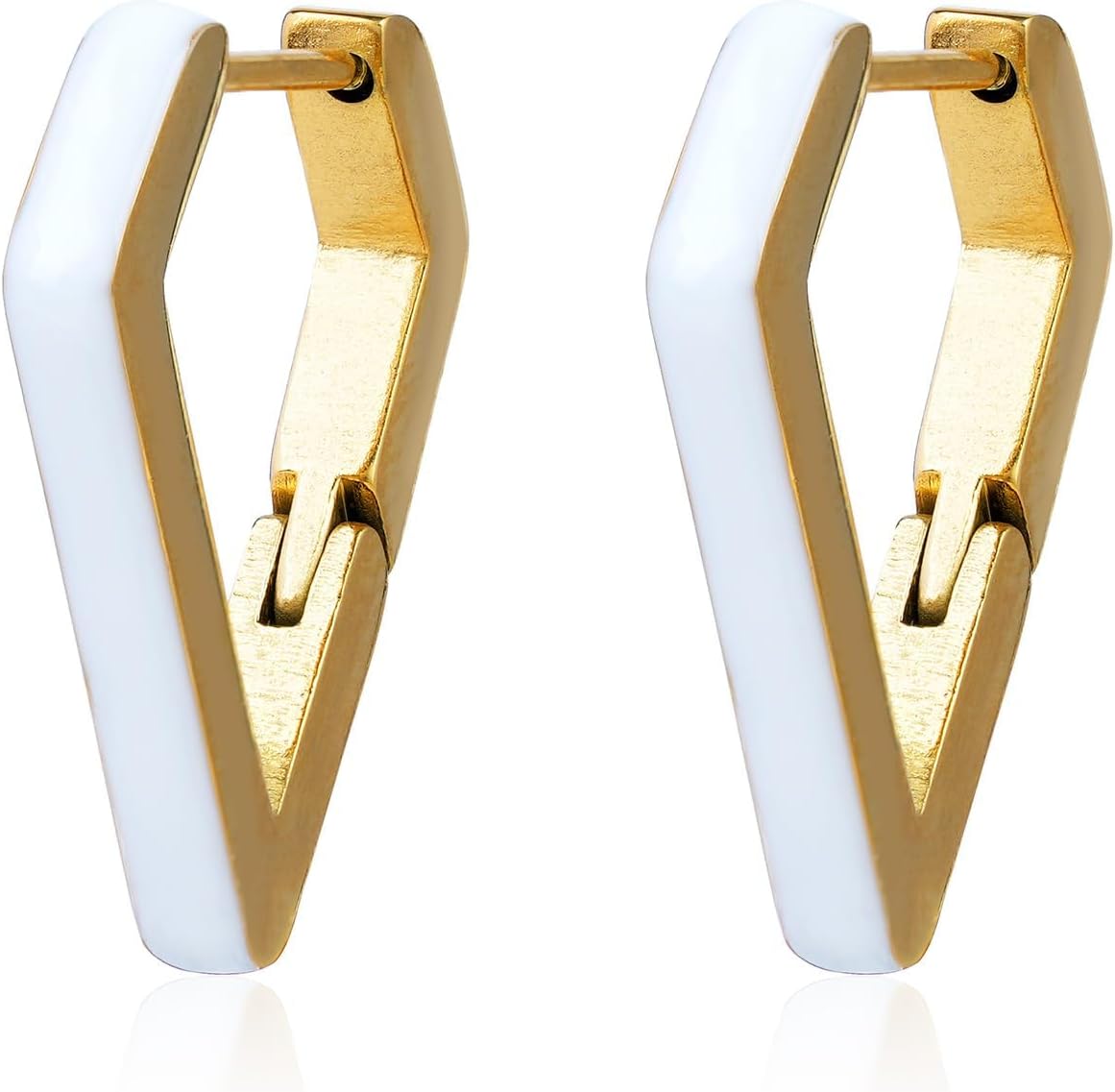 18k Gold Plated Enamel Triangle Hoop Earrings for Women Geometric Huggie Earring Triangle Jewelry Mother's Day Birthday Gift for Mother Grandmother