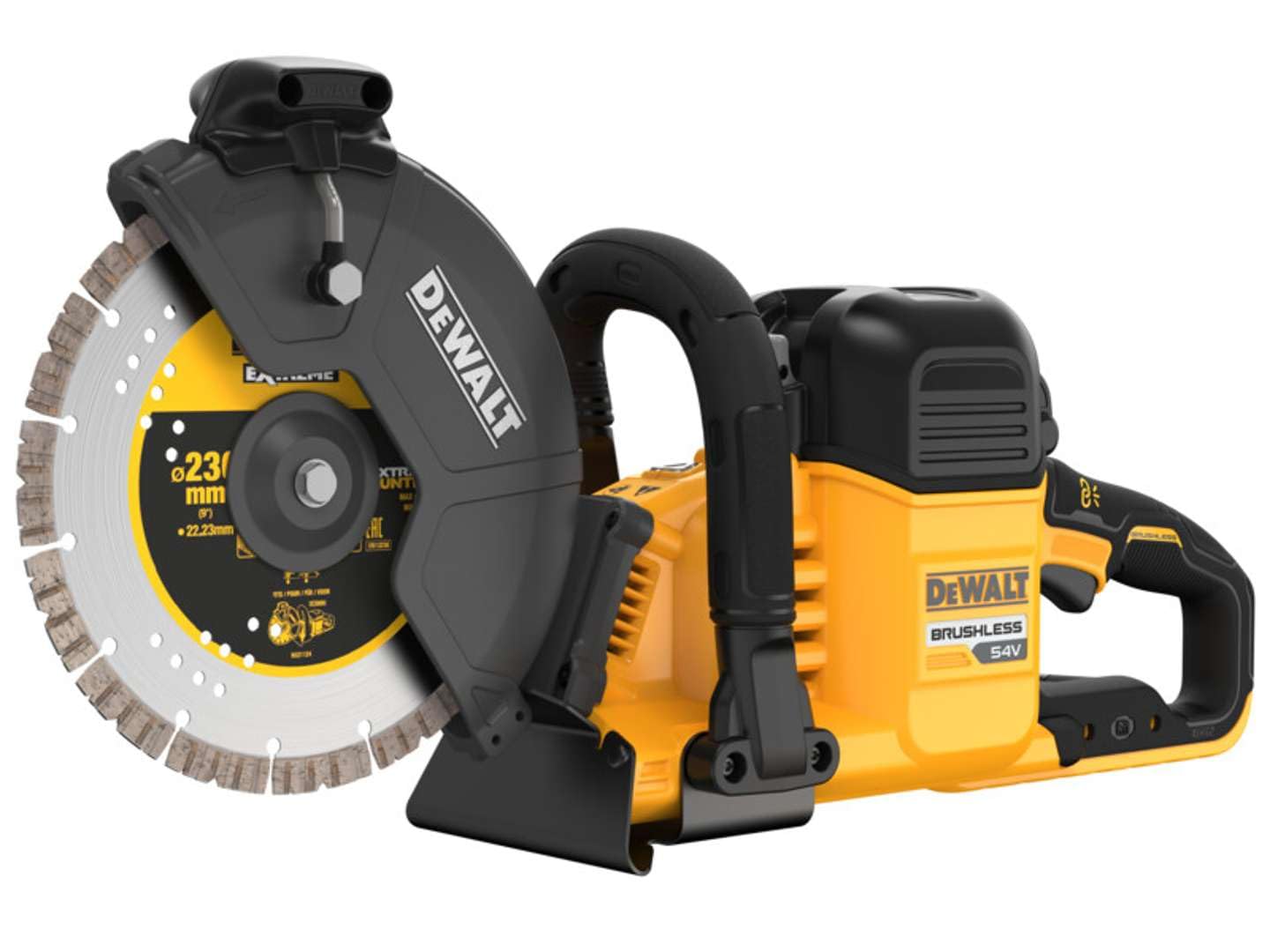Cortadora de hormigón sin escobillas XR FLEXVOLT 54V Ø230mm con 2 baterías 54V/18V Li-Ion 9Ah