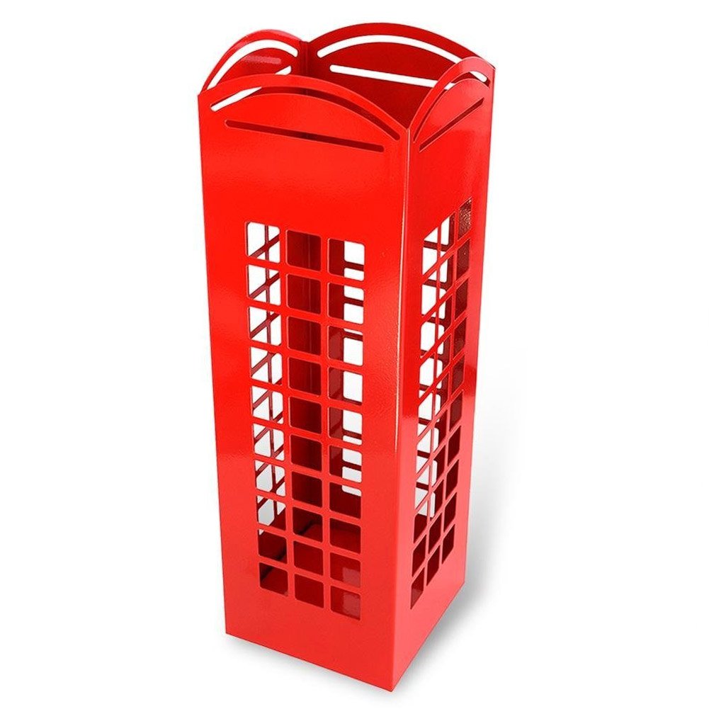 BAKAJI 2816638 - Paragüero de Hierro con Forma de Cabina de teléfono Londres, Cuadrado, Rojo, 49 x 15,5 cm