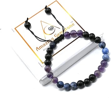 Amazing Gemstone Sagittarius Zodiac Crystal Bracelet - Amethyst Black Obsidian Sodalite Birthstone Bracelets Women Men Healing Calming Anxiety Stress Relief Gifts (Adjustable)