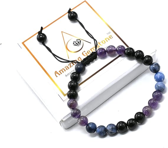Amazing Gemstone Sagittarius Zodiac Crystal Bracelet - Amethyst Black Obsidian Sodalite Birthstone Bracelets Women Men Healing Calming Anxiety Stress Relief Gifts (Adjustable)
