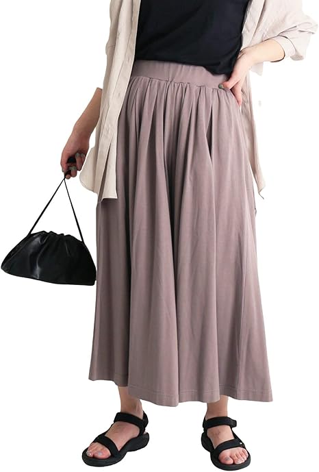 Amazon スローブイエナ 綿レーヨンワイドパンツ フリー ベージュ ロングパンツ 通販