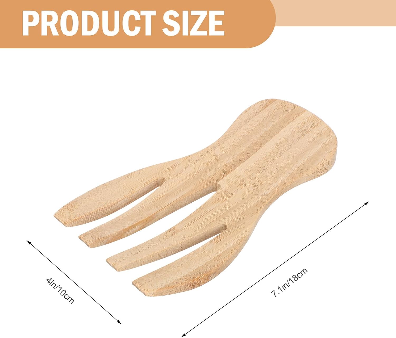 Bamboo Salad Mixing Tool Hand Shape Kitchen Server