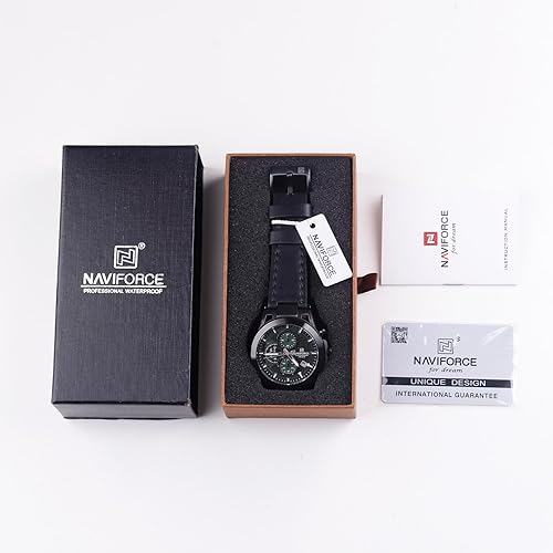 Miniatura 6 de NAVIFORCE Men Sport Chronograph Watches,with Calendar Quartz Mens Waterproof Wrist Watches, Genuine Leather Strap,Gifts for Man
