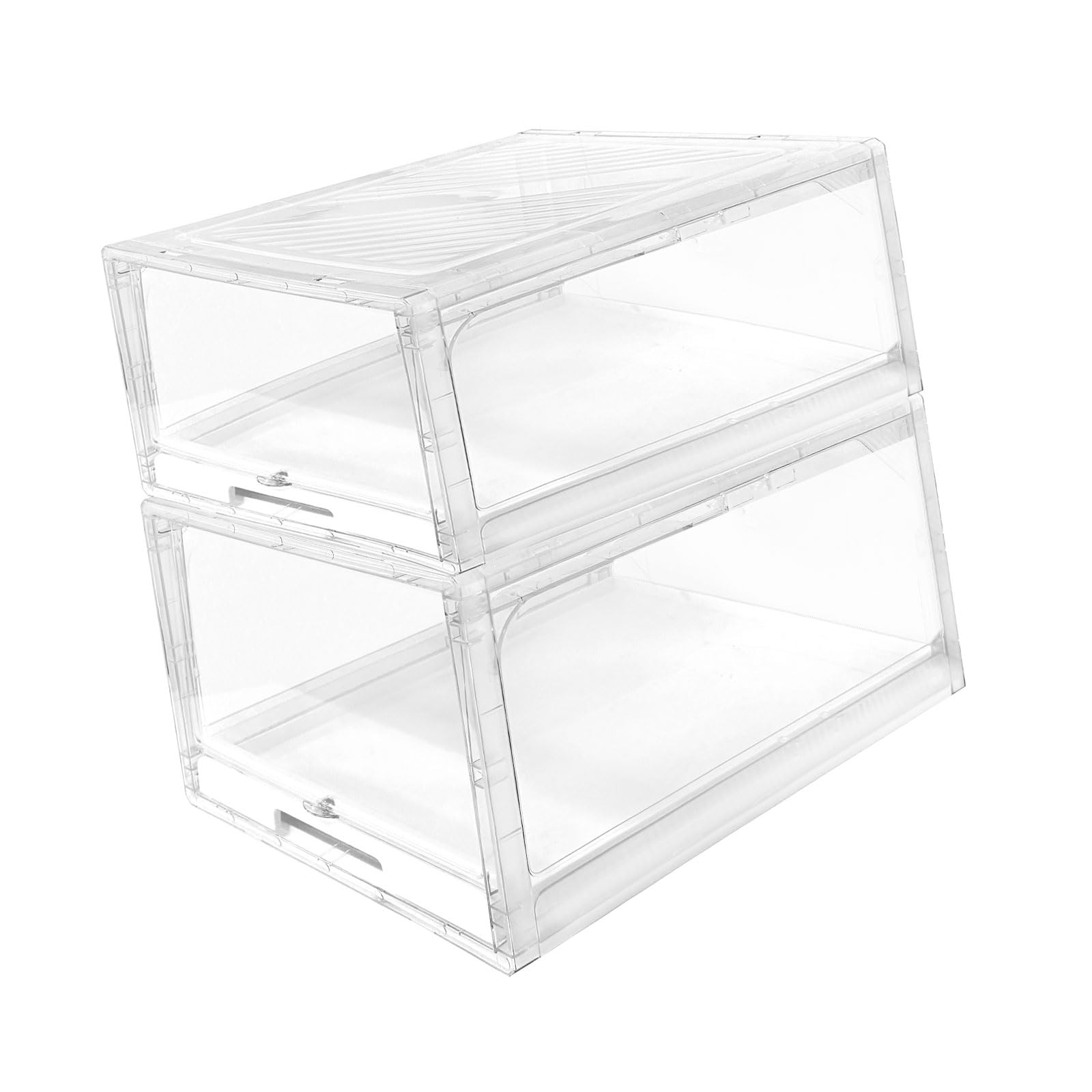 PANGBOER Paquete de 2 cajas de almacenamiento para sombreros de gran capacidad con ventana transparente y bandeja deslizante para exhibir gorras organizadas y