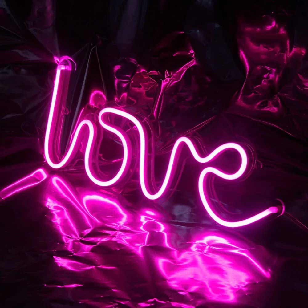 Love Neon LED Light Sign for Room Decoration Accessory, Table Decoration, Gifts, Night Light (Pink)-image-34