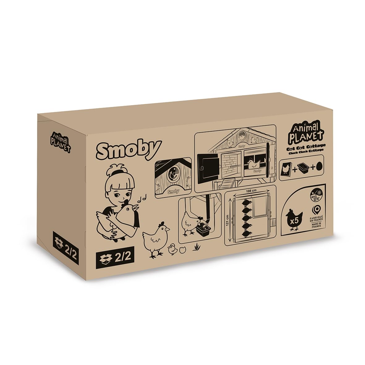 Smoby Life - Pollaio Made in Jura - Fino a 5 galline - 1 Uovo finto e 1 Libretto divertente - Facile da pulire - Struttura in plastica - Anti-pidocchi rossi - Materiale riciclato - Prodotto in Francia