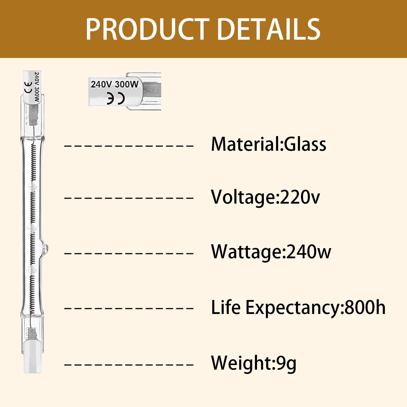 5 Pack Halogen Bulb 118mm Dimmable Compatible with R7S, Tungsten Linear Bulb Warm White Linear Halogen Floodlight - Image 3