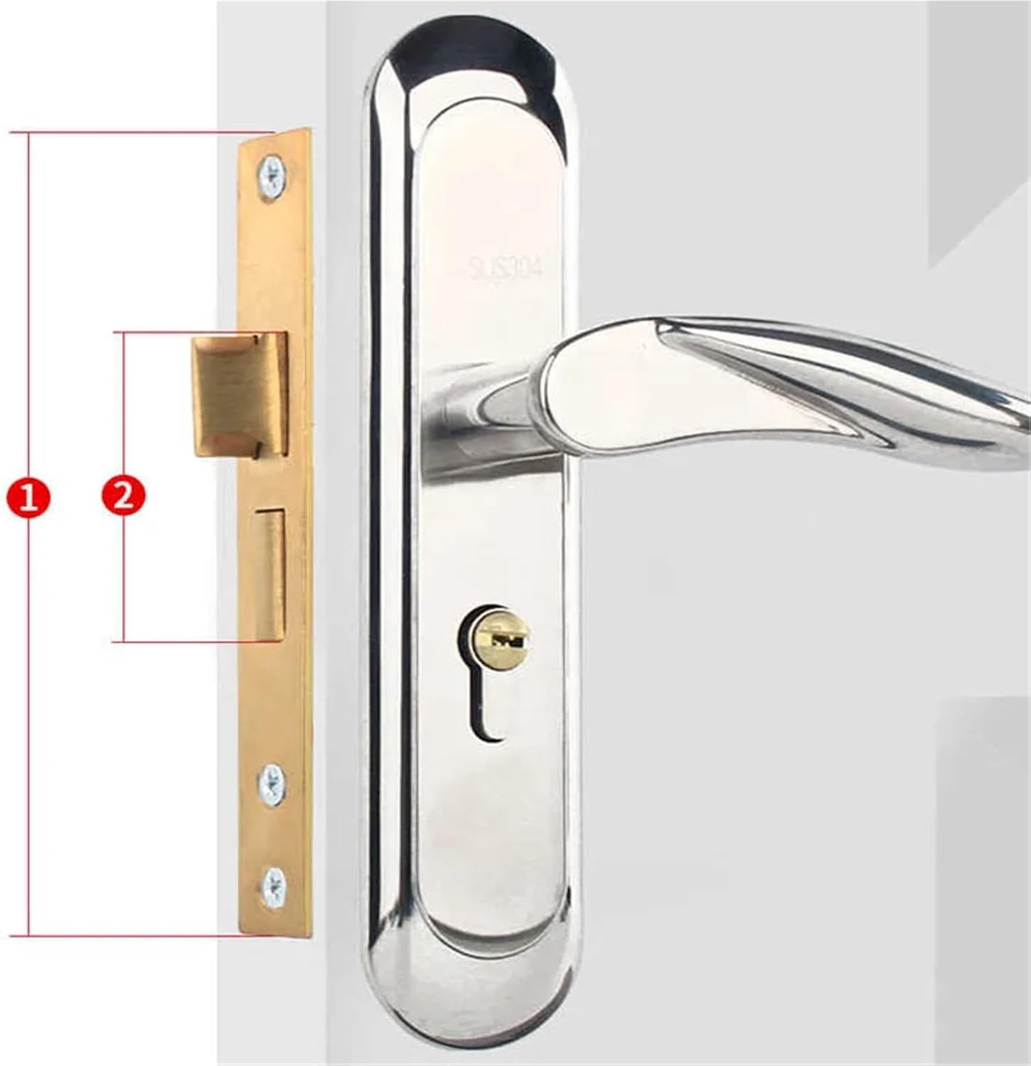 Indoor Wooden Door Lock Body Small 50/Large50 Tongue Stainless Steel Core 1Pcs(Steel 165-75MM 1pcs)