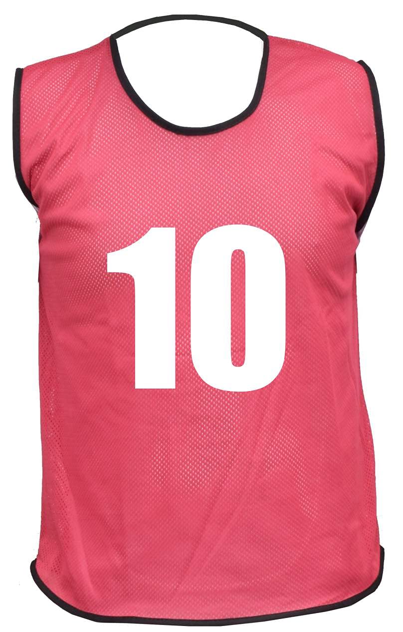 10 MESH BIBS FOOTBALL TRAINING SPORTS BIBS NUMBERED (2-11 OR number of your choice) Front/Back OR Front & Back (Pink (Front Only), Small Boys (U 8's))
