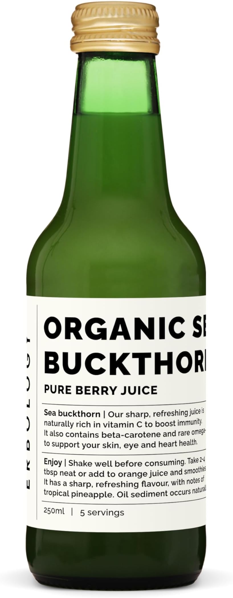 100% Organic Sea Buckthorn Juice 8.5 fl oz - Supports Immunity and Boosts Energy - High in Vitamin C, Omega-7 and Beta-carotene - Undiluted - No Added Sugar - Non-GMO - Recyclable Glass Bottle