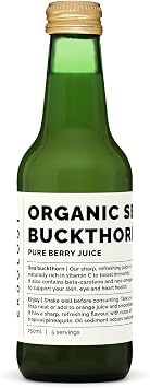 100% Organic Sea Buckthorn Juice 8.5 fl oz - Supports Immunity and Boosts Energy - High in Vitamin C, Omega-7 and Beta-carotene - Undiluted - No Added Sugar - Non-GMO - Recyclable Glass Bottle