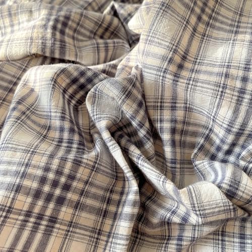 Image of mixinni Queen Duvet Cover Set - 3 Piece Vintage Buffalo Plaid Bedding, 100% Washed Cotton Duvet Cover with 2 Pillowcases, Soft & Breathable Navy Beige White Geometric Grid Pattern for All Seasons