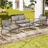 Dimensioni del prodotto: divano doppio: 118 x 65 x 78 cm (L x P x A), divano singolo: 63 x 65 x 78 cm (larghezza x profondità x altezza). Tavolo: 80 x 50 x 39 cm (larghezza x profondità x altezza). Singolo può sopportare 150 kg, il tavolo può sopportare 60 kg.