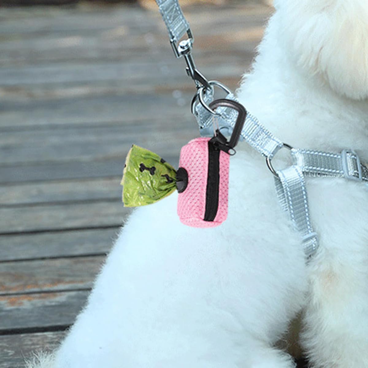 Purple Dog Poop Bag Holder Mesh Fabric Attachment Doggy Bag Holder with Zipper Pet Waste Bag Dispenser Poop Holder for Picking Up Poo After Your Dog for Walking and Hiking Pooper Scoopers and Bags - Image 2