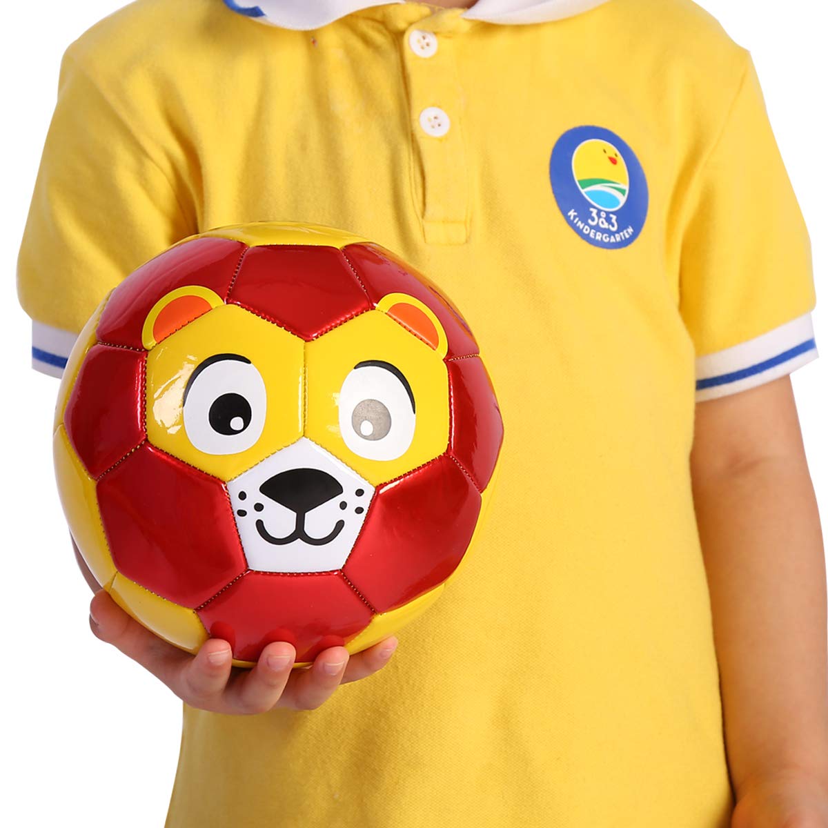 U&C Planet Pallone da calcio taglia 2 per bambini e bambini piccoli con pompa e rete – palla da giardino, regalo per ragazzi e ragazze (Leone)