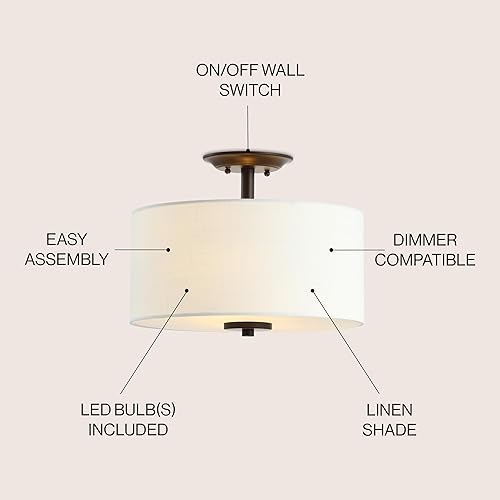 Miniatura 2 de JONATHAN Y JYL9031A Marc - Lámpara LED semiempotrada de metal de 15 pulgadas, contemporánea, regulable, 2700 K, acogedora luz cálida, para cocina