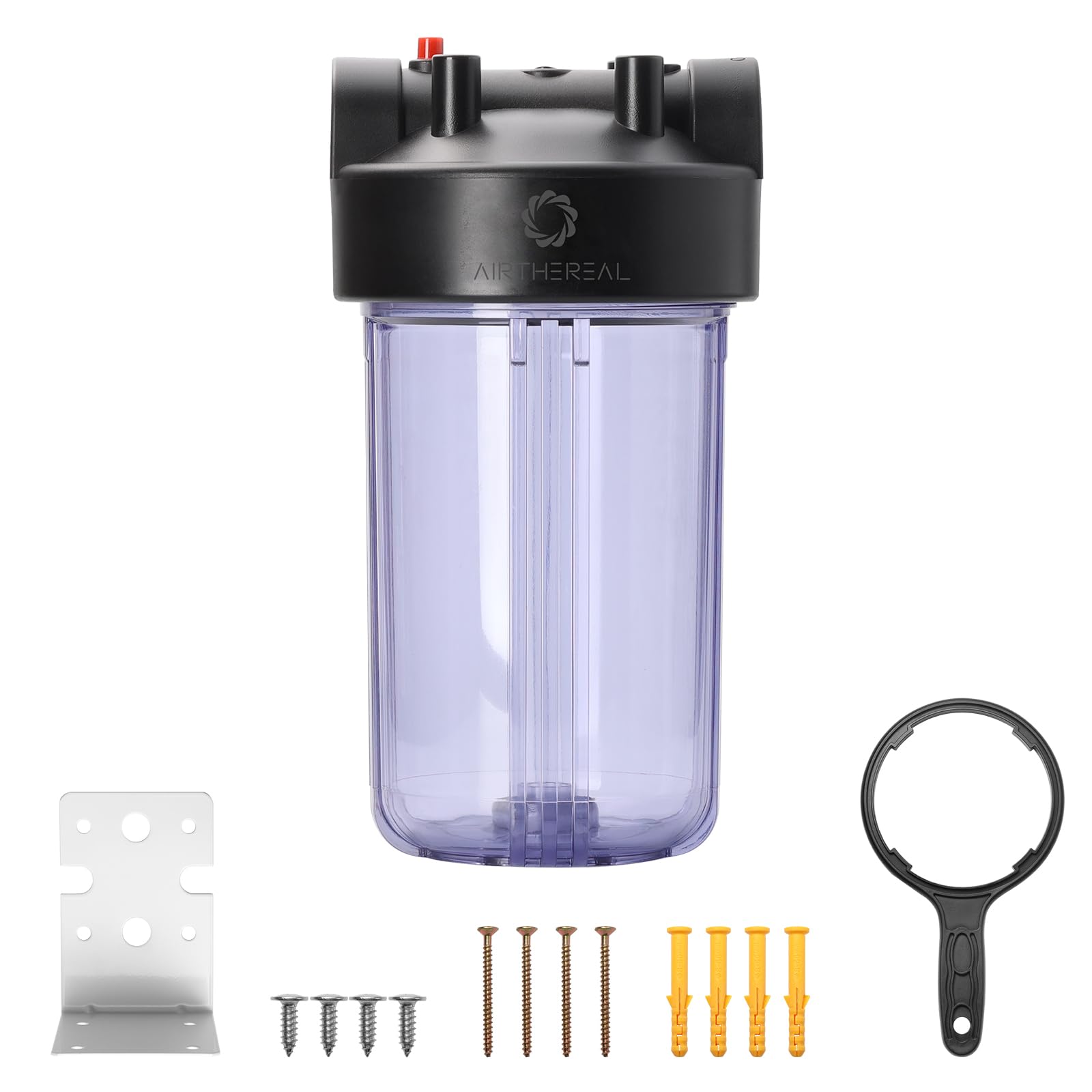 Airthereal Whole House Water Filter Housing, 10" x 4.5" Sediment Carbon Cartridge Universal Housing, Pre-Filtration System for Well and City Water