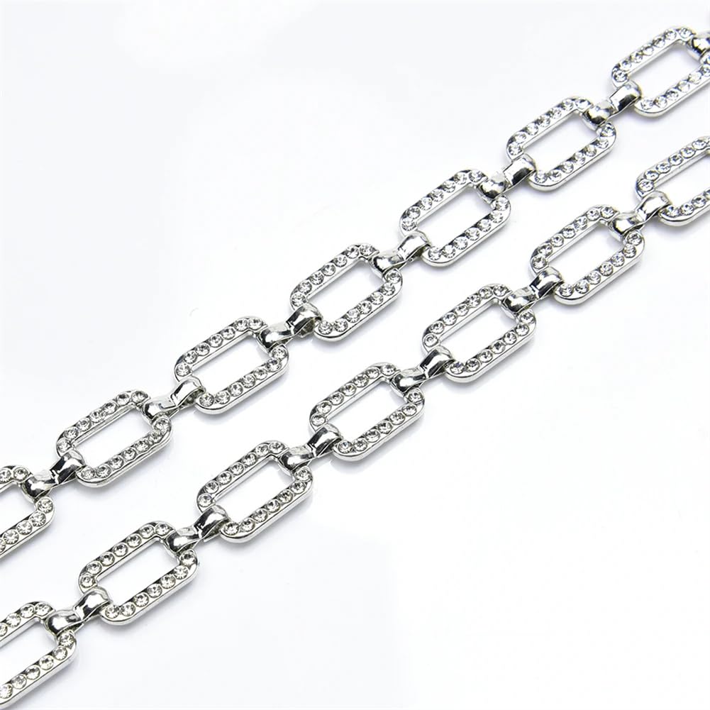 Frędzle z kryształkami, Ozdobne frędzle ze srebrnymi kryształkami 7 mm/10 mm 1-5 jardów(Style 4,5 yards)