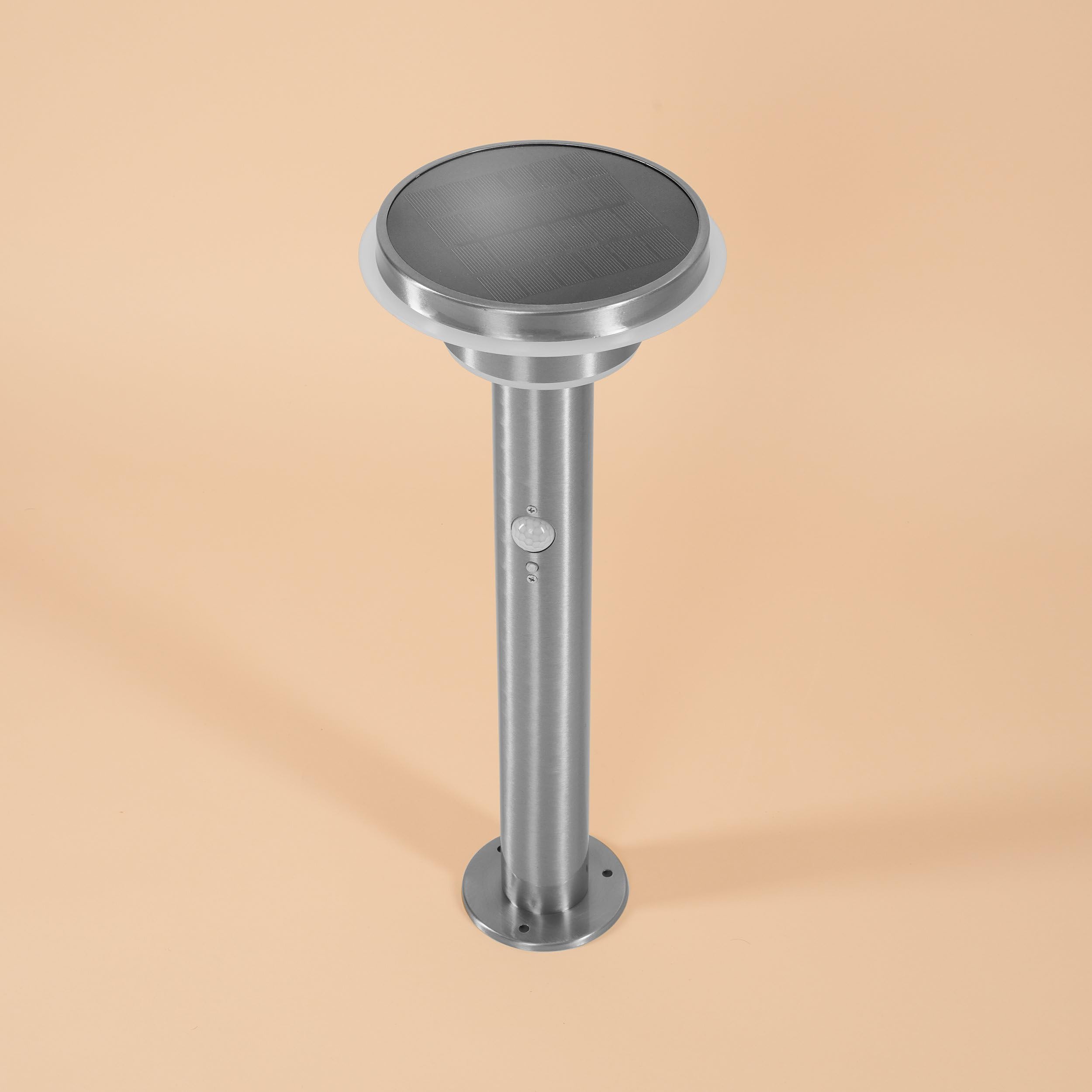 esotec Solarlampen für außen Solarleuchte Tini mit Bewegungsmelder, Gartenbeleuchtung Edelstahl H=45,5cm, 3 Betriebsmodi, 600lm, 102596