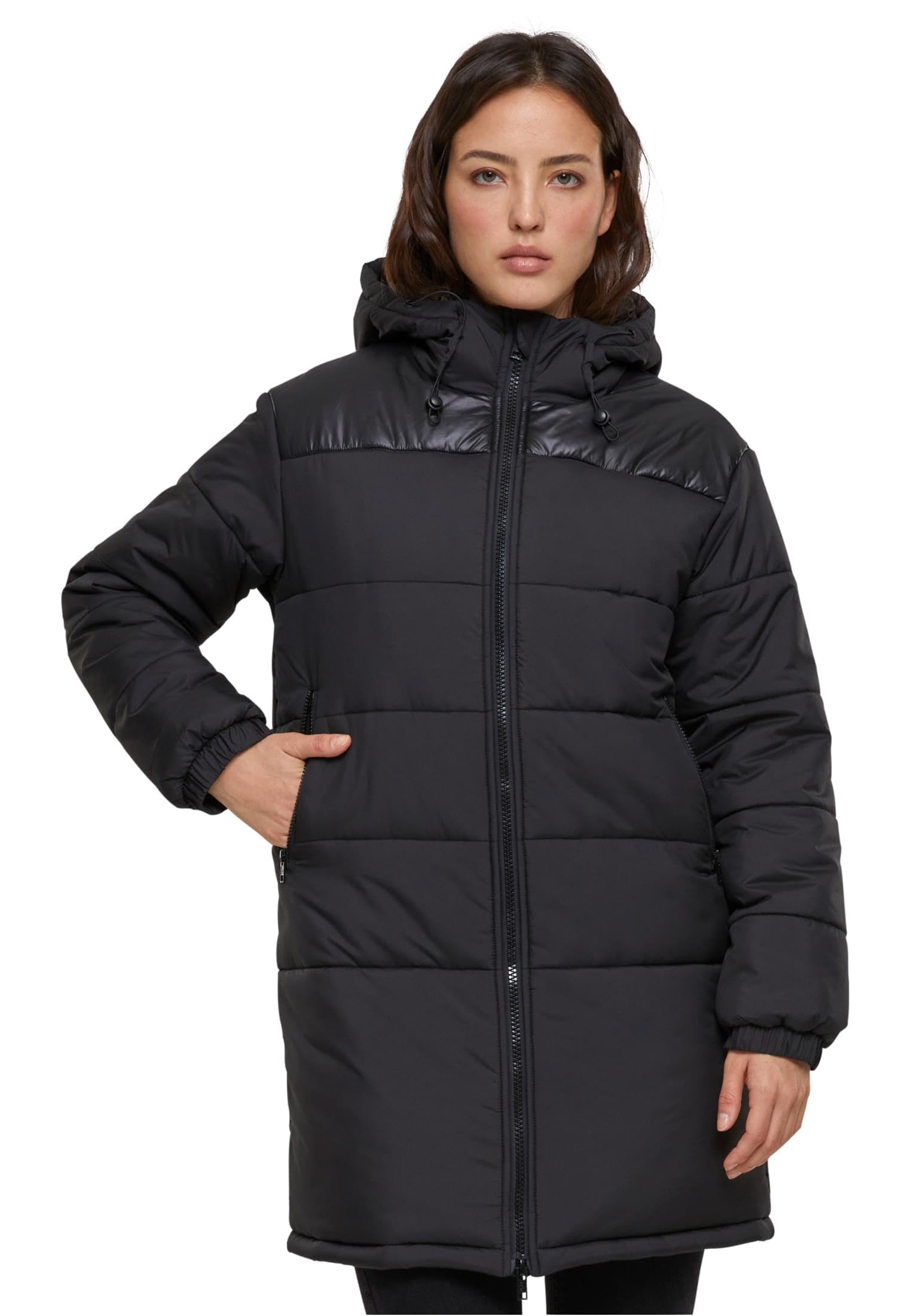 Urban Classics mixed puffer coat doudoune à capuche longue femme - 8