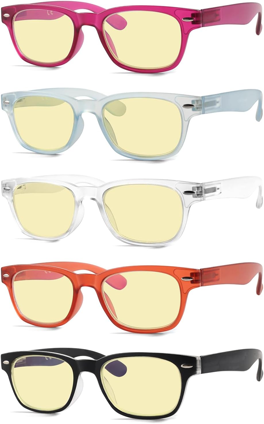Eyekepper 3 Pack Yellow Tinted Filter Lens Classic Semi-Rim Reading Glasses Blue Light Blocking Computer Eyeglasses +1.25
