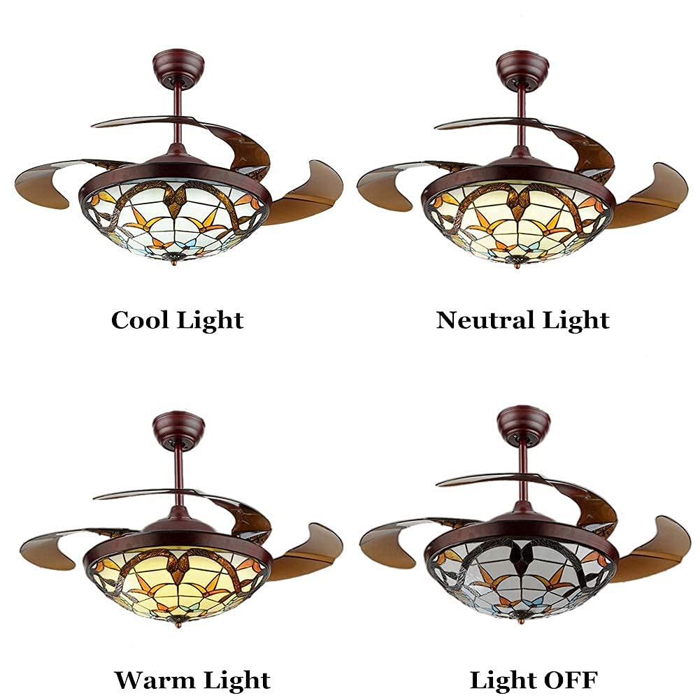 Buy Fandian 42” Tiffany Style Ceiling Fan with Light Classic LED