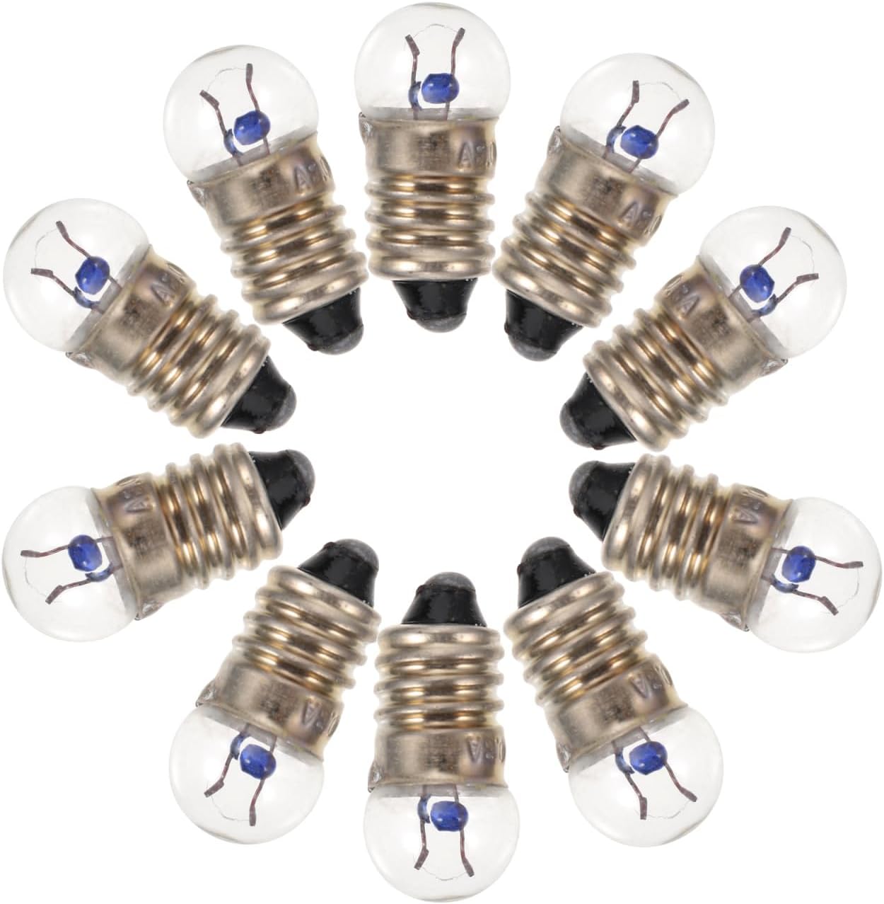 Gatuida Light Bulbs, 10PCS E10 Mini Light Bulbs 2.5V 0.3A Physical Electrical Experiment Screw Base Indicator Lights Incandescent Bulb Old-Fashioned Flashlight Lamp