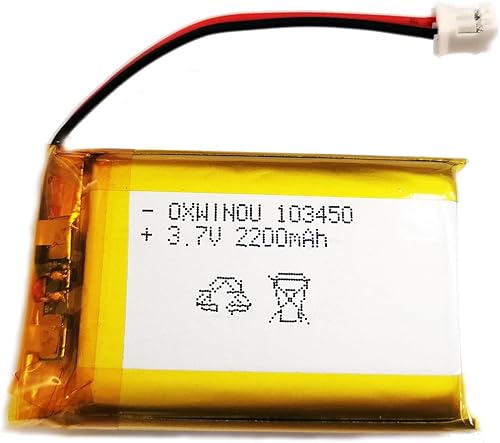 Miniatura 5 de Batería de polímero de litio 3.7V 2200mAh 103450 Lipo Batería recargable con 2 cables JST 0.079 in conector para altavoz y dispositivo inalámbrico
