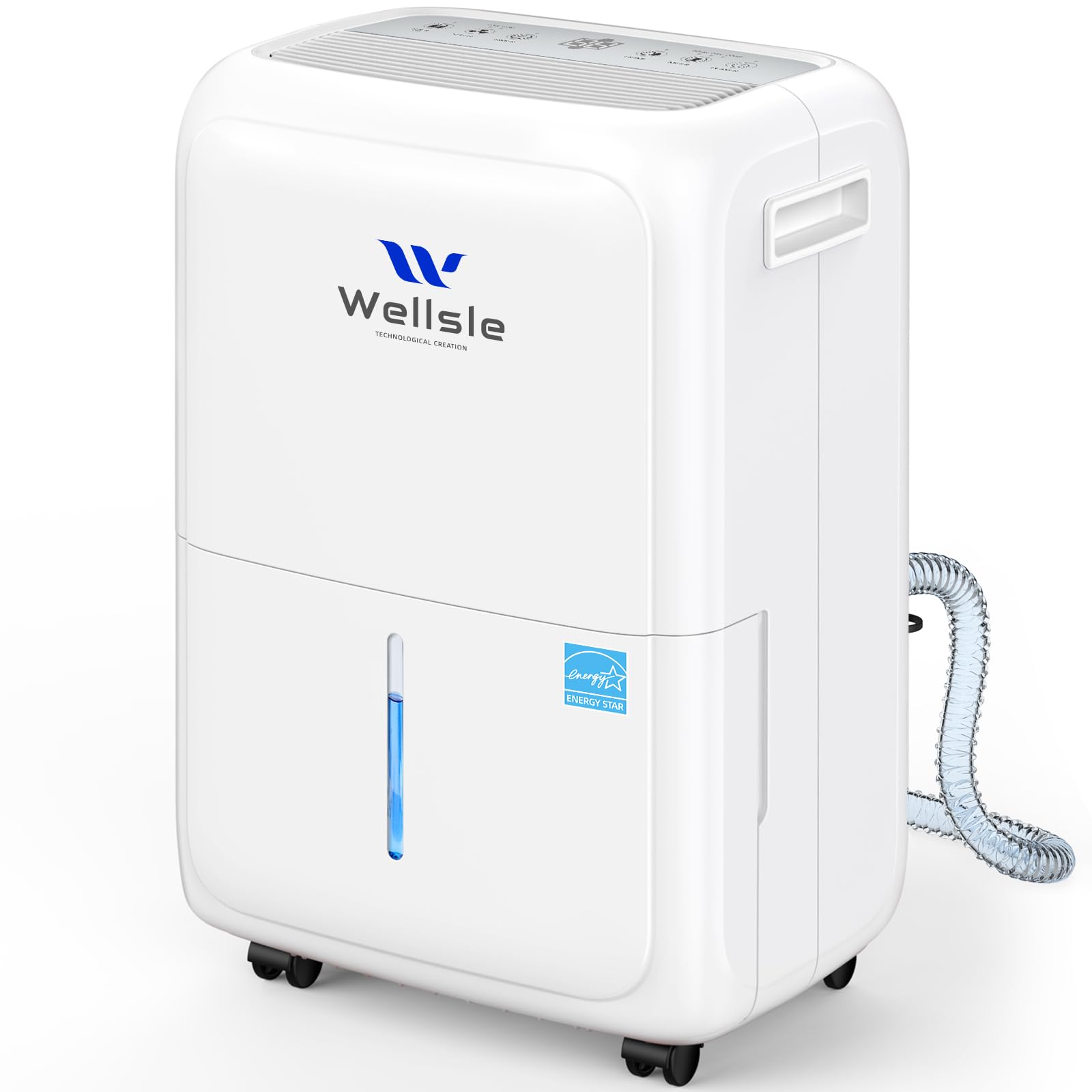 Wellsle 3500 Sq.Ft Energy Star Dehumidifier for Basement and Home, 1.32 Gal Water Tank with Auto and Manual Drainage, 24-Hour Timer, Intelligent Humidity Control