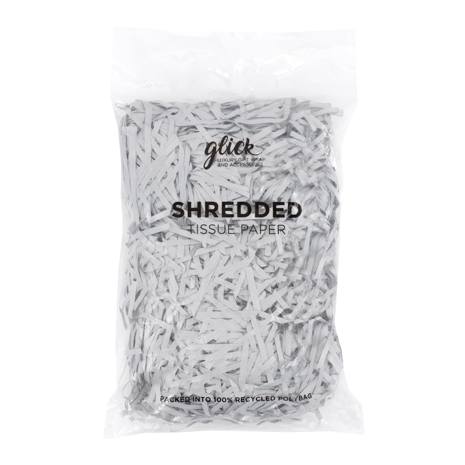 Glick Shredded Metallic Silver Tissue Paper, 30 Grams Silver Shredded Tissue, Perfect for use in Gift Wrapping