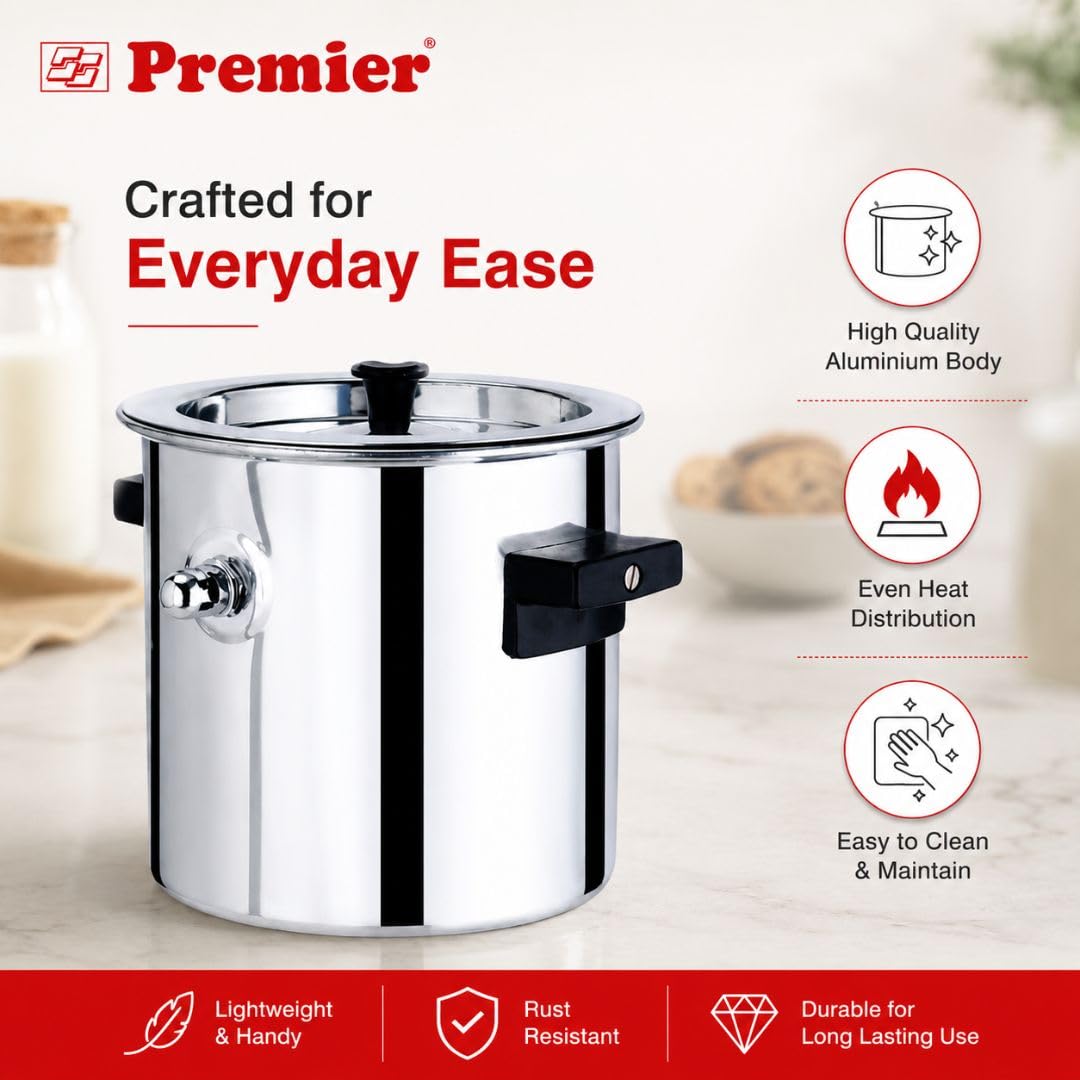 Premier Aluminium Milk Boiler 1 Litre | Whistle Indication | Anti-Overflow Design | Heat-Resistant Bakelite Handle | Spill Proof Lid | Gas Stove Compatible | Milk Cooker/Milk Pot 3