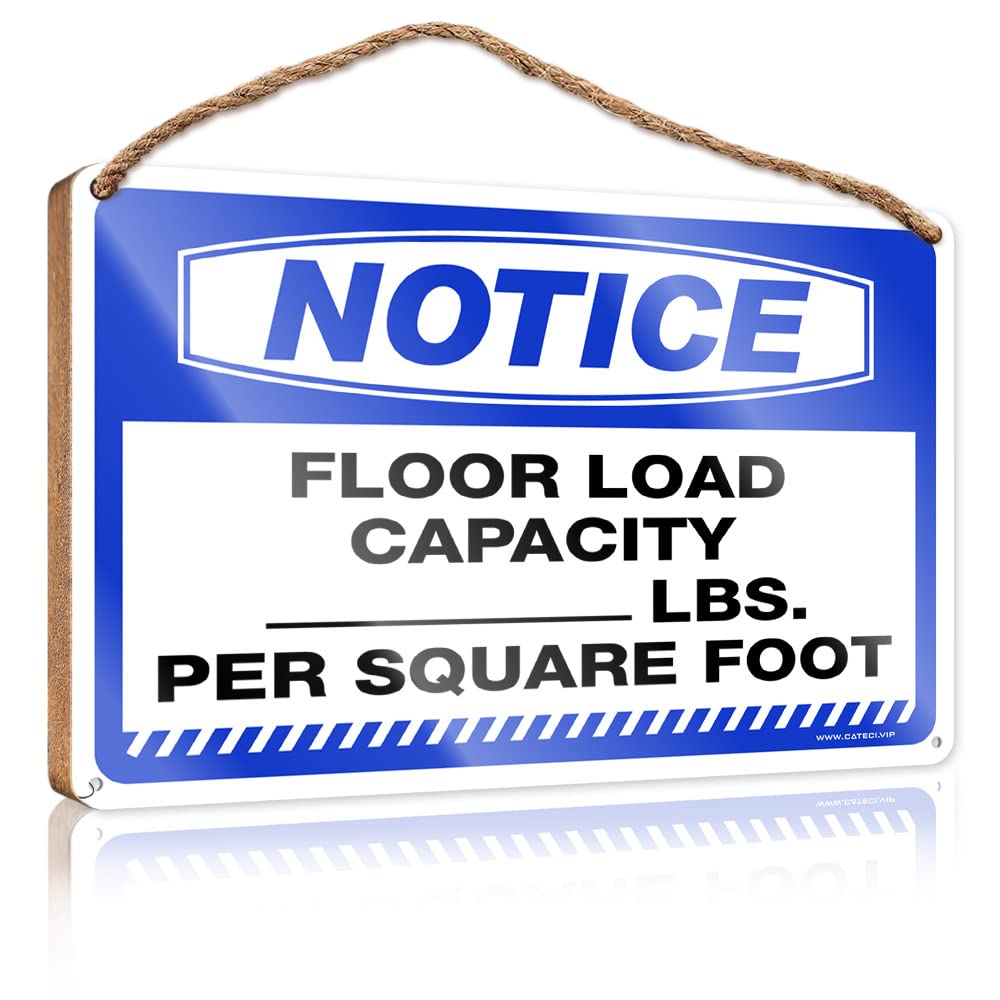 DTHA Funny Sign Decor Notice Floor Load Capacity Lbs. Per Square Foot Wooden Sign Fall Porch Sign Spring Decor(23X35CM)