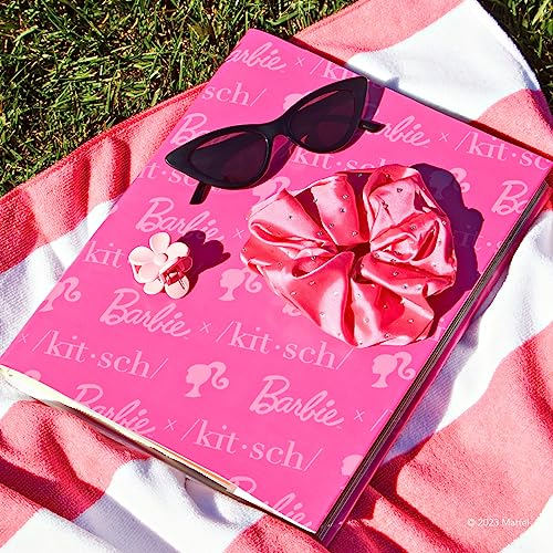 Barbie x Kitsch Satin Brunch Scrunchies - Softer Than Silk Hair Ties for Women & Girls | Stylish 2pc Set (Barbie Pink) - 8