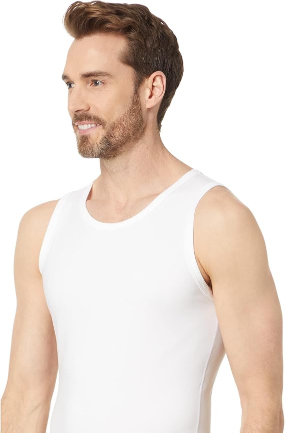 SPANX Mens Sculpt Cotton Spandex Tank - Mens Base Layer Tank - Flattering Daily Support - Breathable & Moisture-Wicking