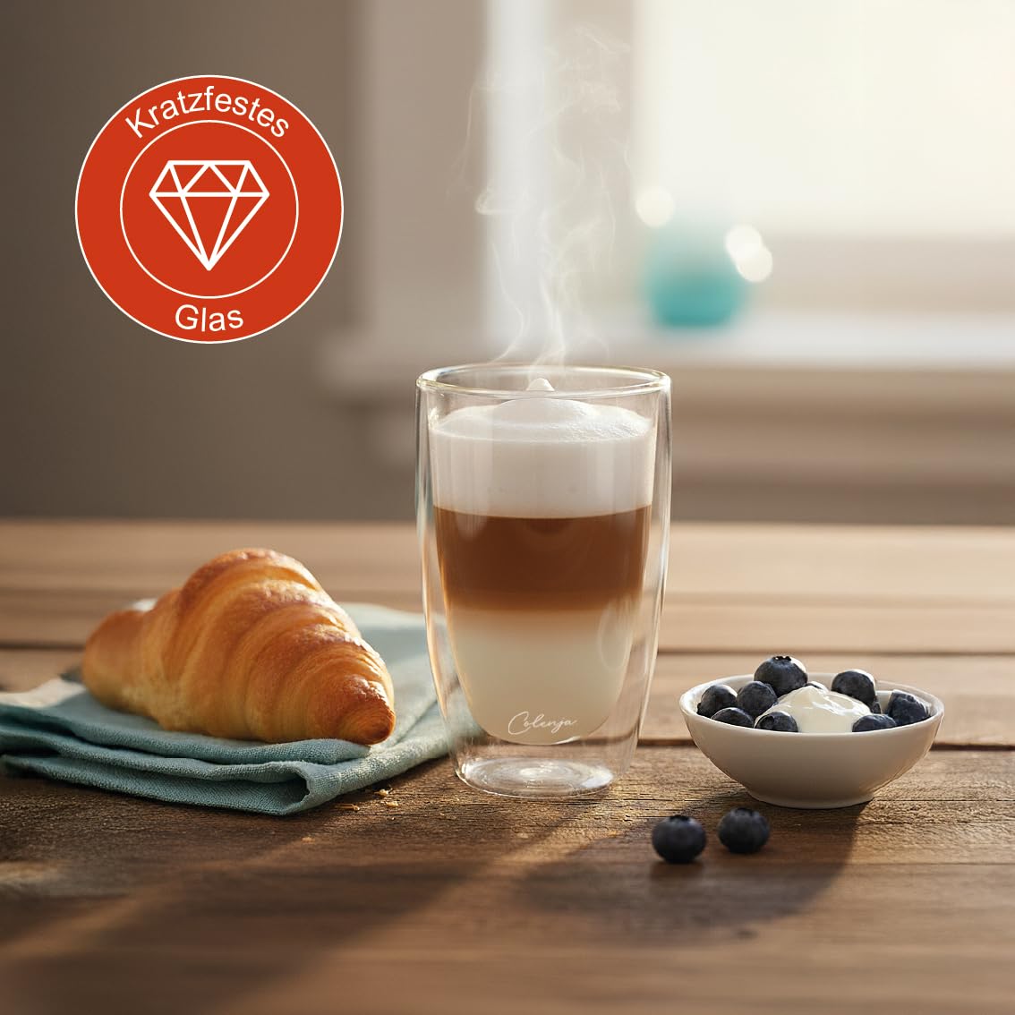 Doppelwandige Latte Macchiato Gläser - 6er Set 330ml - hochwertige Kaffeegläser – kratzfestes Glas - Borosilikatglas - Spülmaschinengeeignet - Matcha