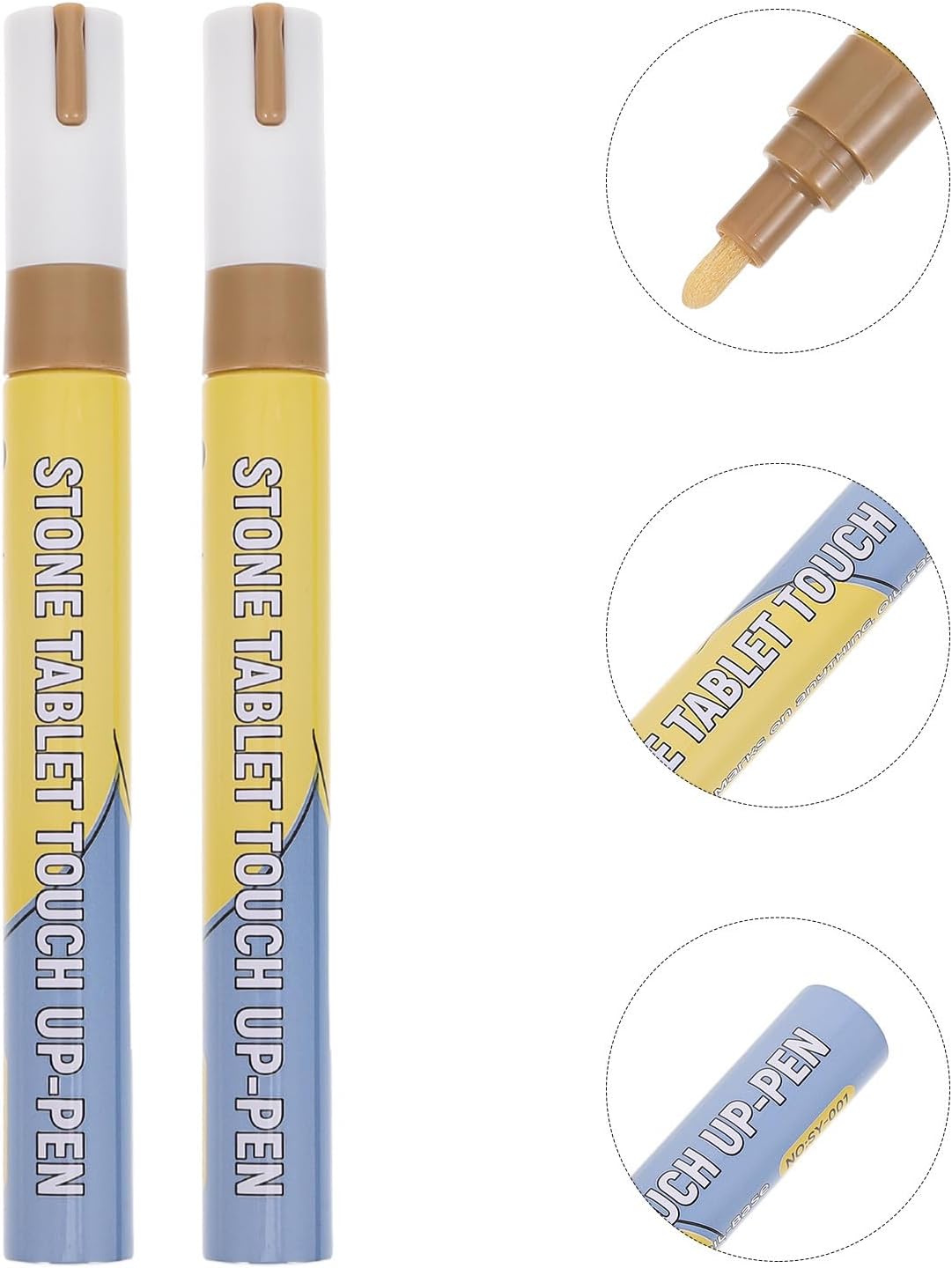 TEHAUX 4pcs Headstone Marker Pen for Grave Stone Restoration with Fine Tip Brush Head and Waterproof Plastic Body, Classic Style Cemetery Lettering Tool for Tombstone Memorial Repairs