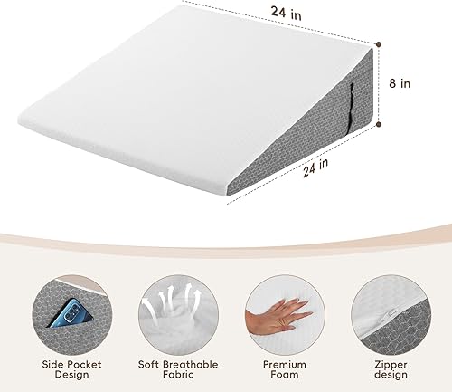 Miniatura 4 de Almohada de cuña para la apnea del sueño, juego de almohada de cuña para después de la cirugía, dormir, alivio del reflujo ácido Gerd, almohada