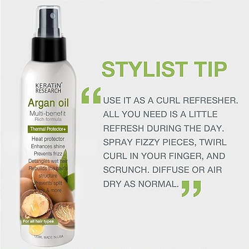 Miniatura 5 de KERATIN RESEARCH Tratamiento de queratina brasileña para alisar y alisar el cabello con protección térmica, aceite de argán, queratina queratina