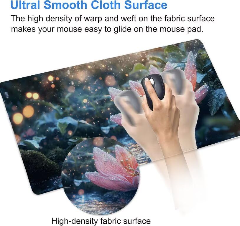 Mouse pad grand format avec base en caoutchouc antidérapante Fleur D1-964