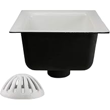 GSW Floor Sink with Dome Strainer, Cast Iron Body & Ceramic Surface 12W x 12L x 6H - Perfect for Restaurant, Bar, Buffet 3 Drain