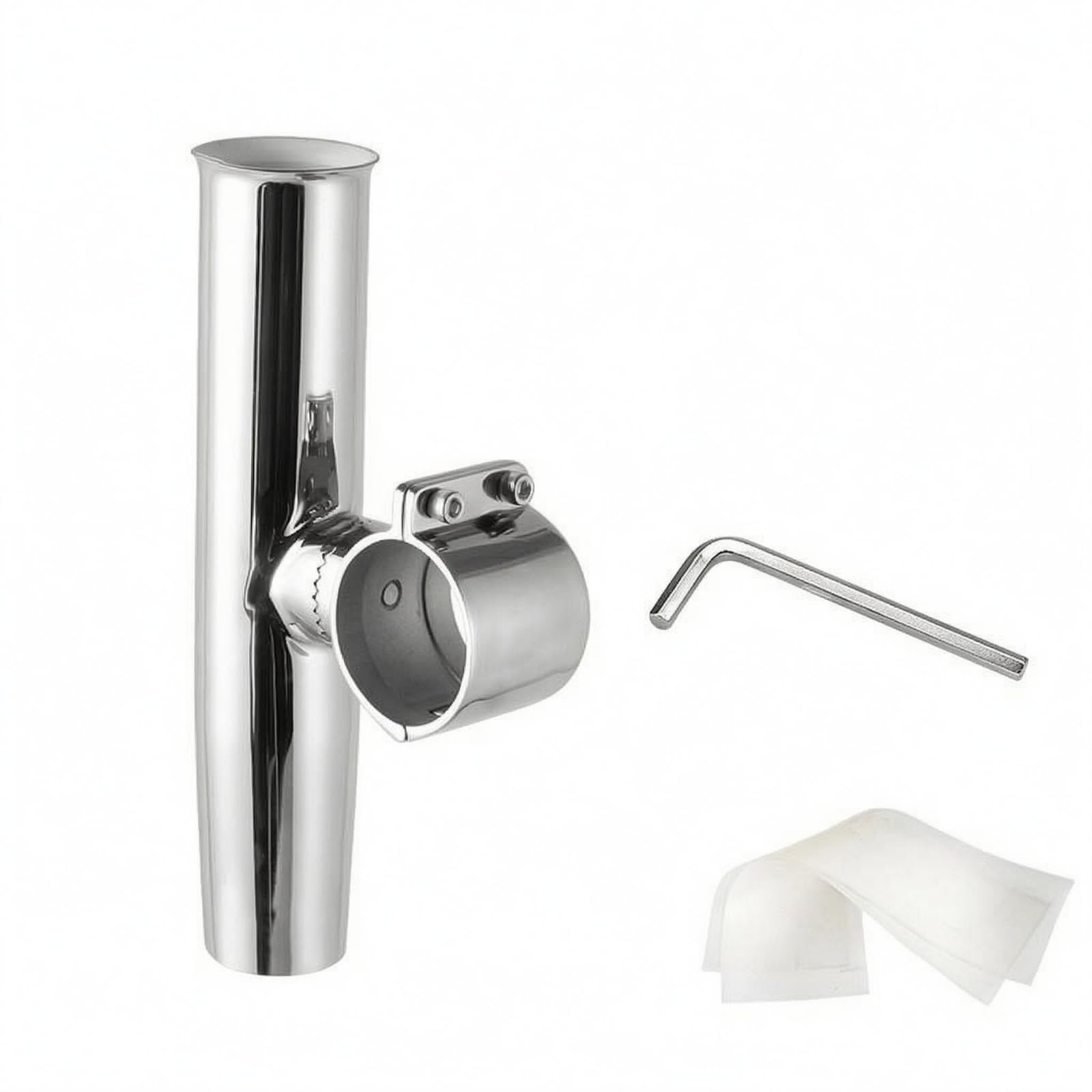 Supporto Canne da Barca Acciaio Inox Portacanna Rigido Uso in Acqua Dolce e Salata Portacanna Metallico, 50mm, Distanza Di Serraggio 50mm Con Silicone Antiscivolo