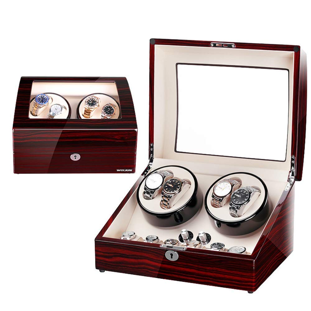 Orologio Meccanico Carica Orologio A 4 Posizioni, Motore Rotante Silenzioso, Scatola per Orologio Meccanico Automatico con Vernice in Legno, Anti-Magnetizzazione, A